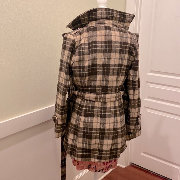 Brown Plaid Pea Coat - Picture 5 of 7